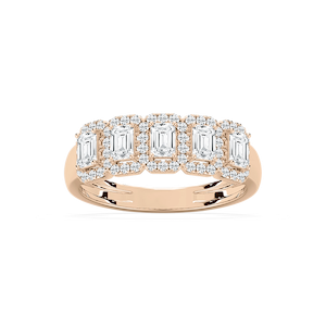 Malaysia 1 ctw Emerald Lab Grown Diamond Halo 5-Stone Anniversary Band
