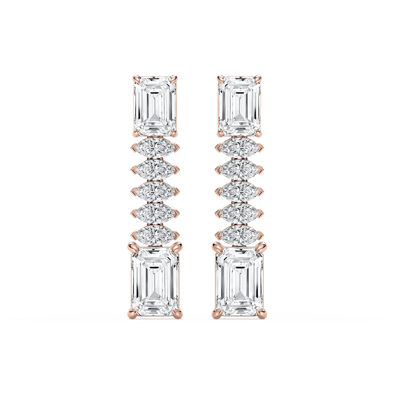 6 ctw Emerald and Marquise Lab Grown Diamond Drop Earrings - Signature Collection