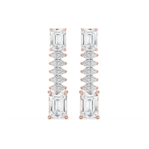 6 ctw Emerald and Marquise Lab Grown Diamond Drop Earrings - Signature Collection