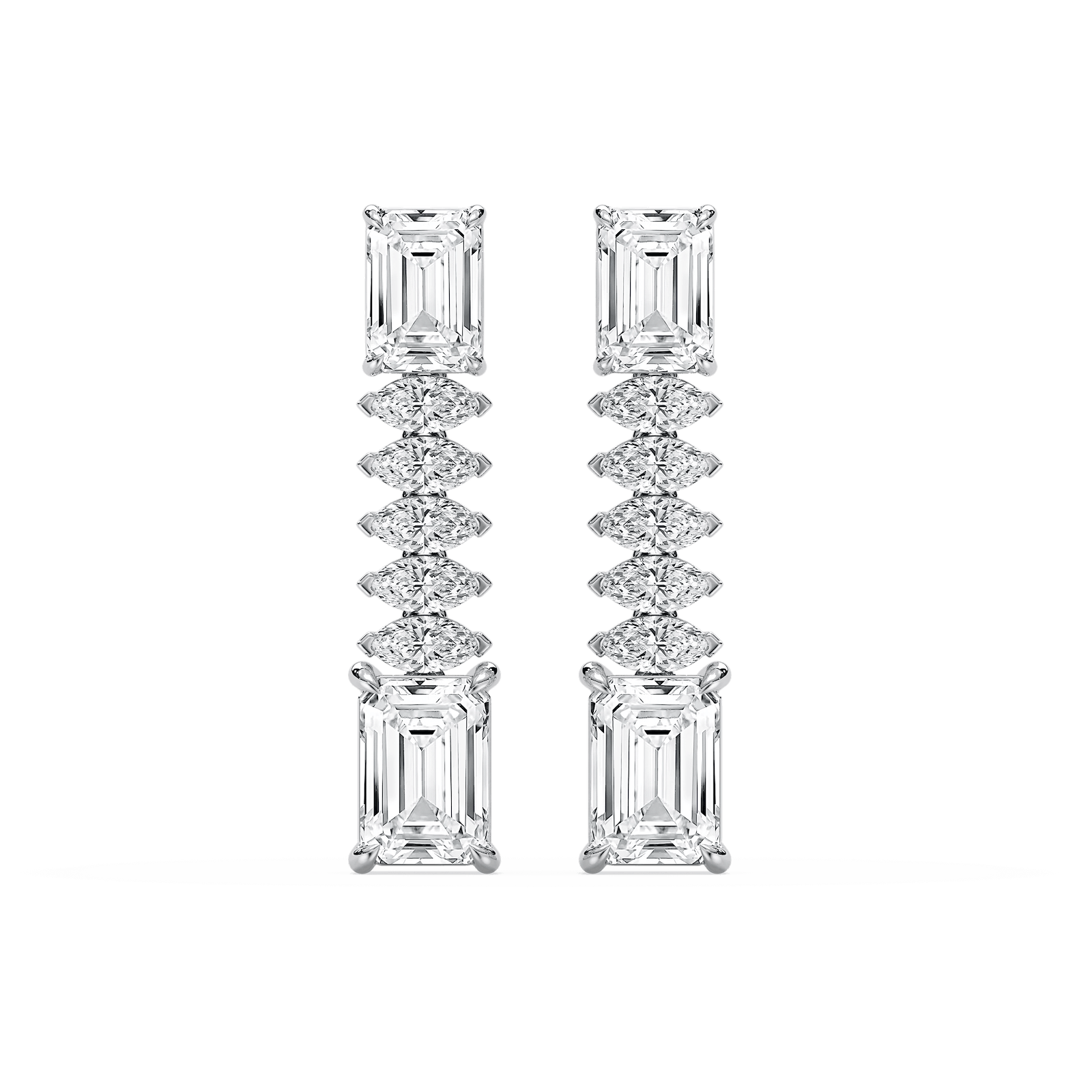 6 ctw Emerald and Marquise Lab Grown Diamond Drop Earrings - Signature Collection