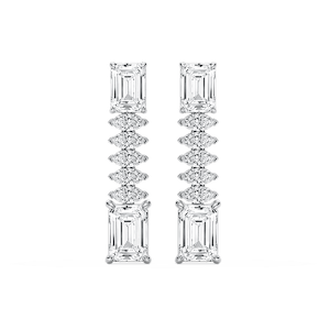 6 ctw Emerald and Marquise Lab Grown Diamond Drop Earrings
