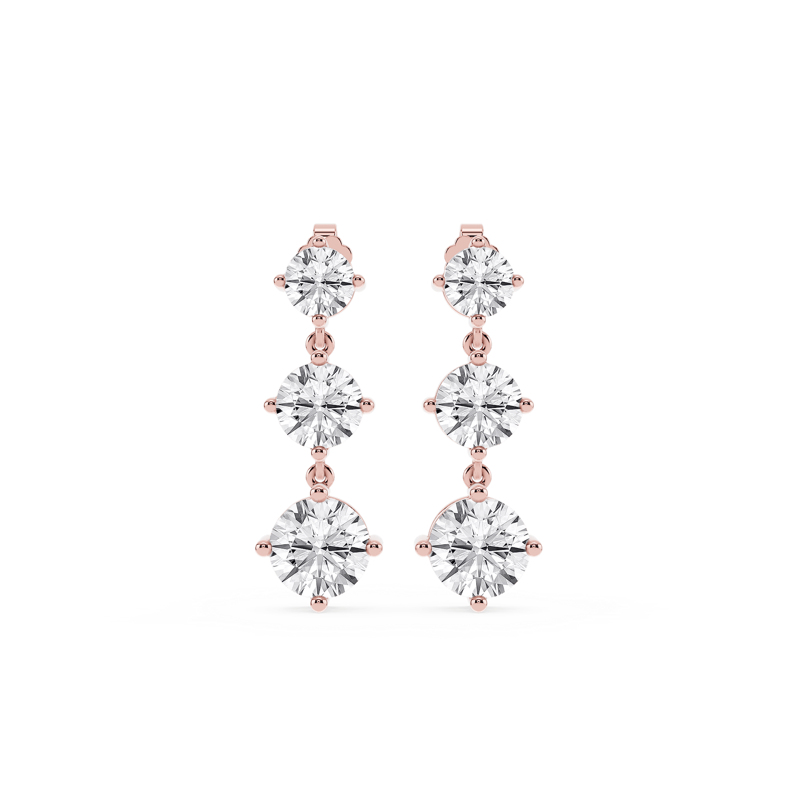 6 ctw Round Lab Grown Diamond Three Stone Drop Earrings – Signature Collection