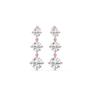 6 ctw Round Lab Grown Diamond Three Stone Drop Earrings – Signature Collection