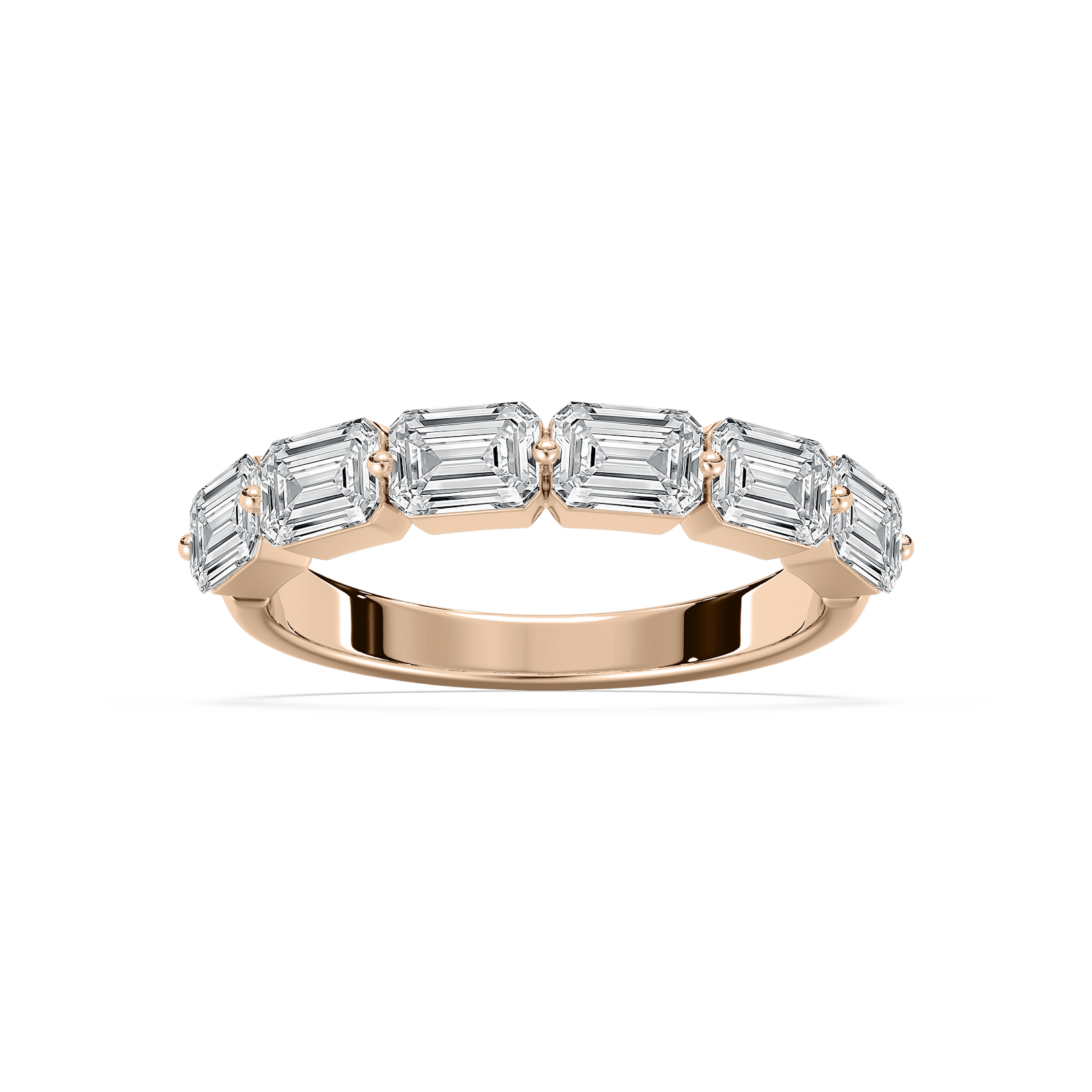 6 Stone East West Emerald Band in Rose Gold