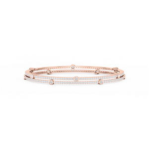 7 ctw Round Lab Grown Diamond Double Row Station Bangle Bracelet  - 7.25 Inches