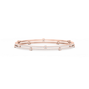 7 ctw Round Lab Grown Diamond Double Row Station Bangle Bracelet  - 7.25 Inches