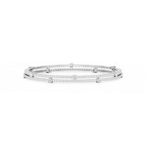 7 ctw Round Lab Grown Diamond Double Row Station Bangle Bracelet  - 7.25 Inches
