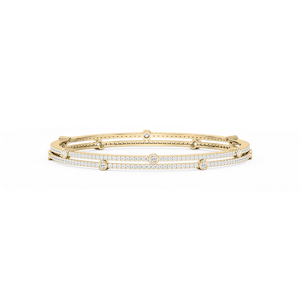 7 ctw Round Lab Grown Diamond Double Row Station Bangle Bracelet  - 7.25 Inches