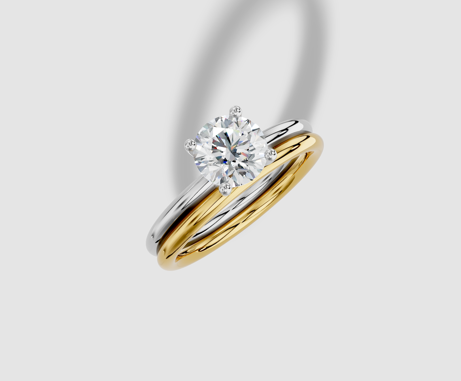 1.00 ctw Round Cut Lab Grown Diamond Standard Classic Prong Set Engagement Ring in 14K Gold and Matching Band