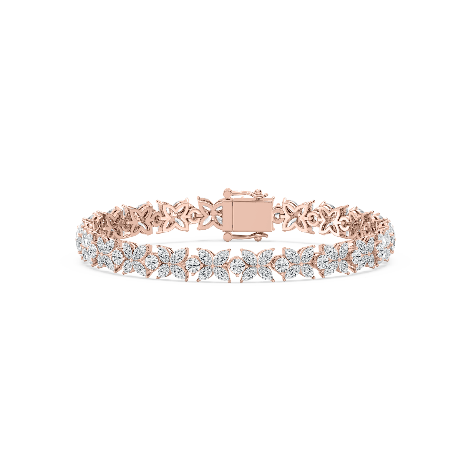 Marquise and Round Lab Grown Diamond Floral Tennis Bracelet - 7 Inches