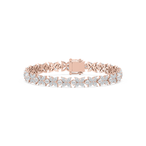 Marquise and Round Lab Grown Diamond Floral Tennis Bracelet - 7 Inches