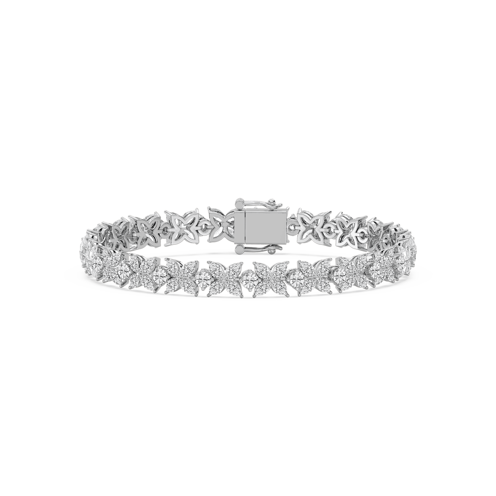Marquise and Round Lab Grown Diamond Floral Tennis Bracelet - 7 Inches
