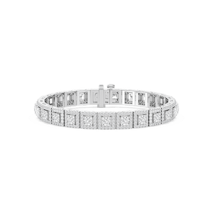 9 ⅞ ctw Round and Princess Lab Grown Diamond Halo Tennis Bracelet - 7 Inches