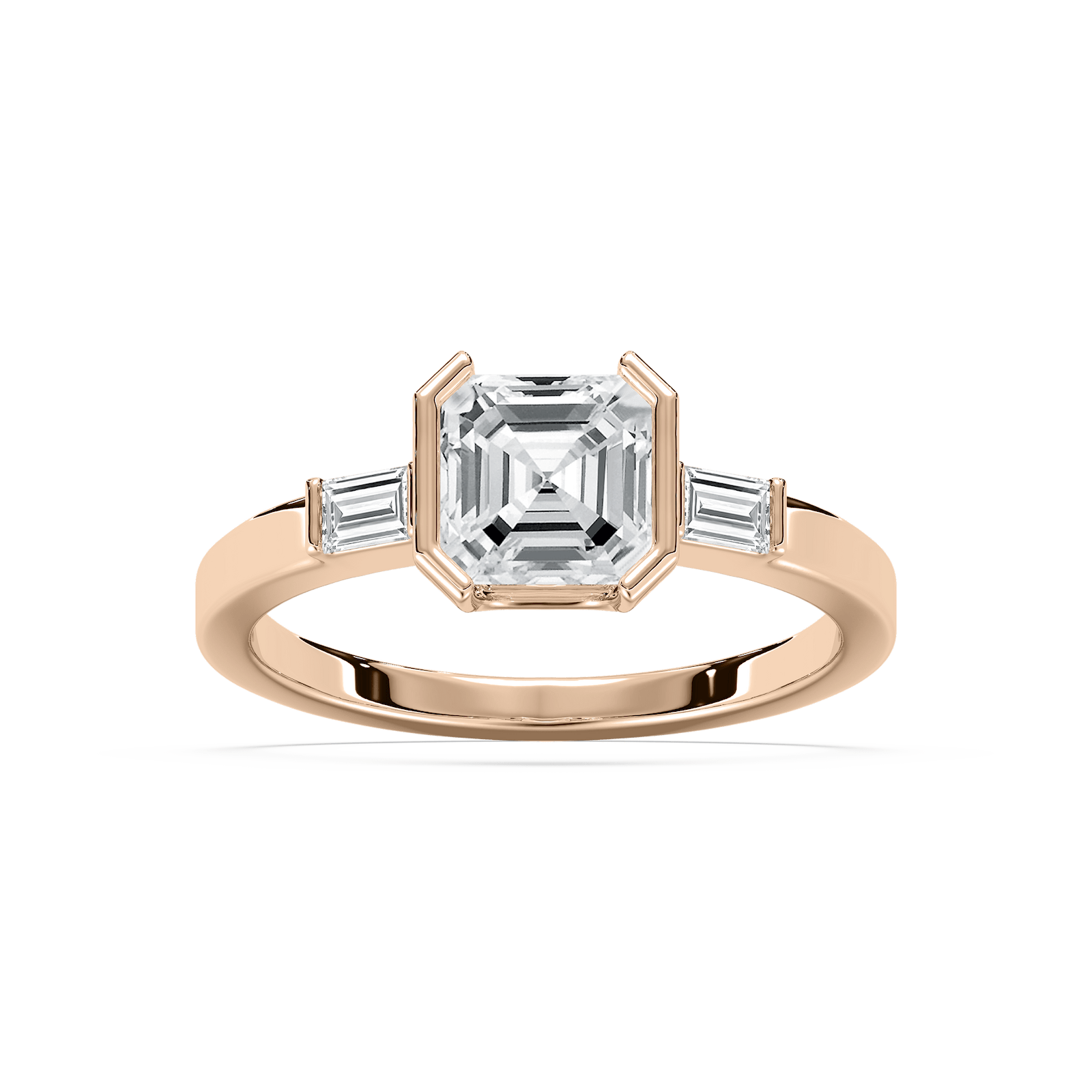 Adira Semi Bezel Engagement Ring in Rose Gold