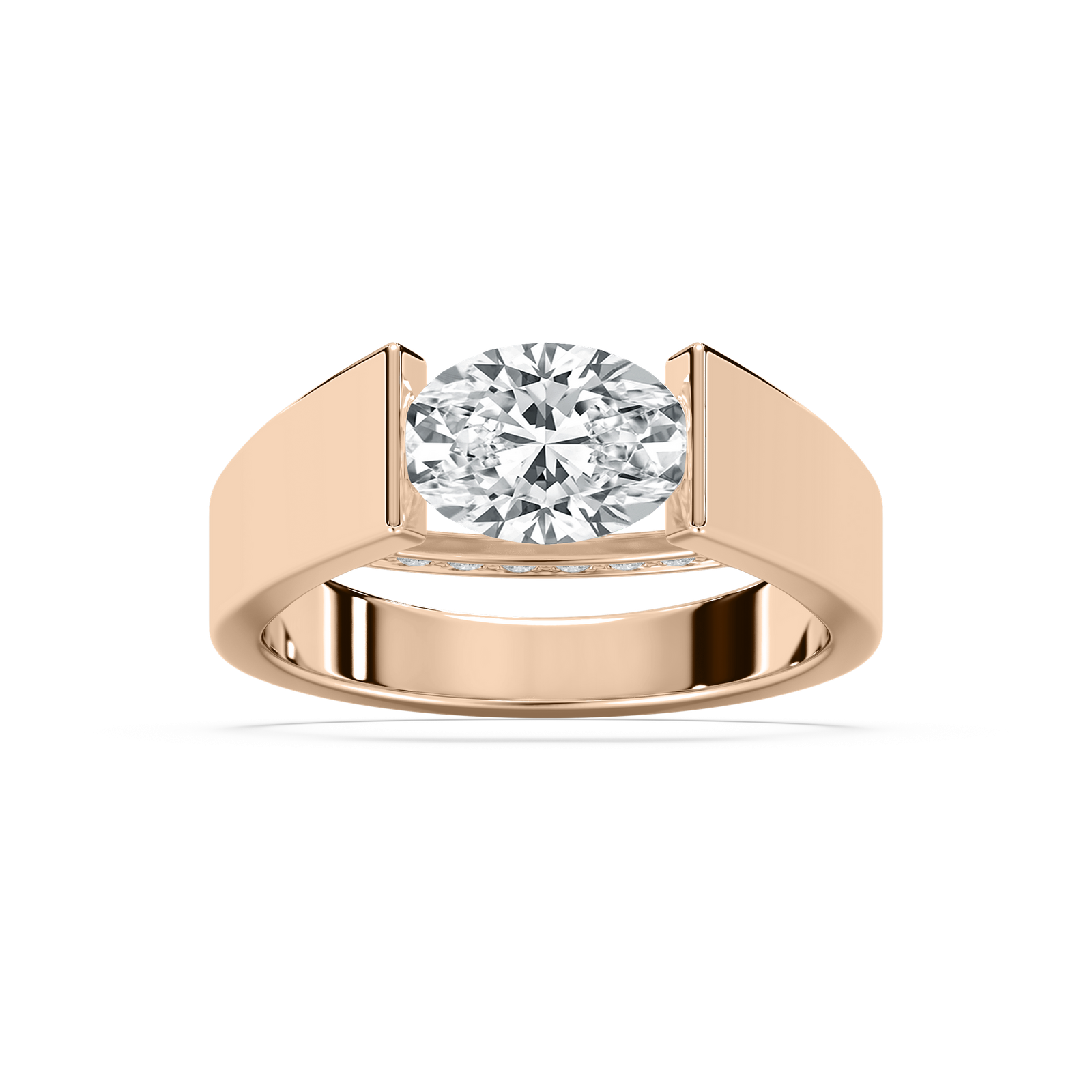 Alina Oval Tension Set Engagement Ring in Rose Gold