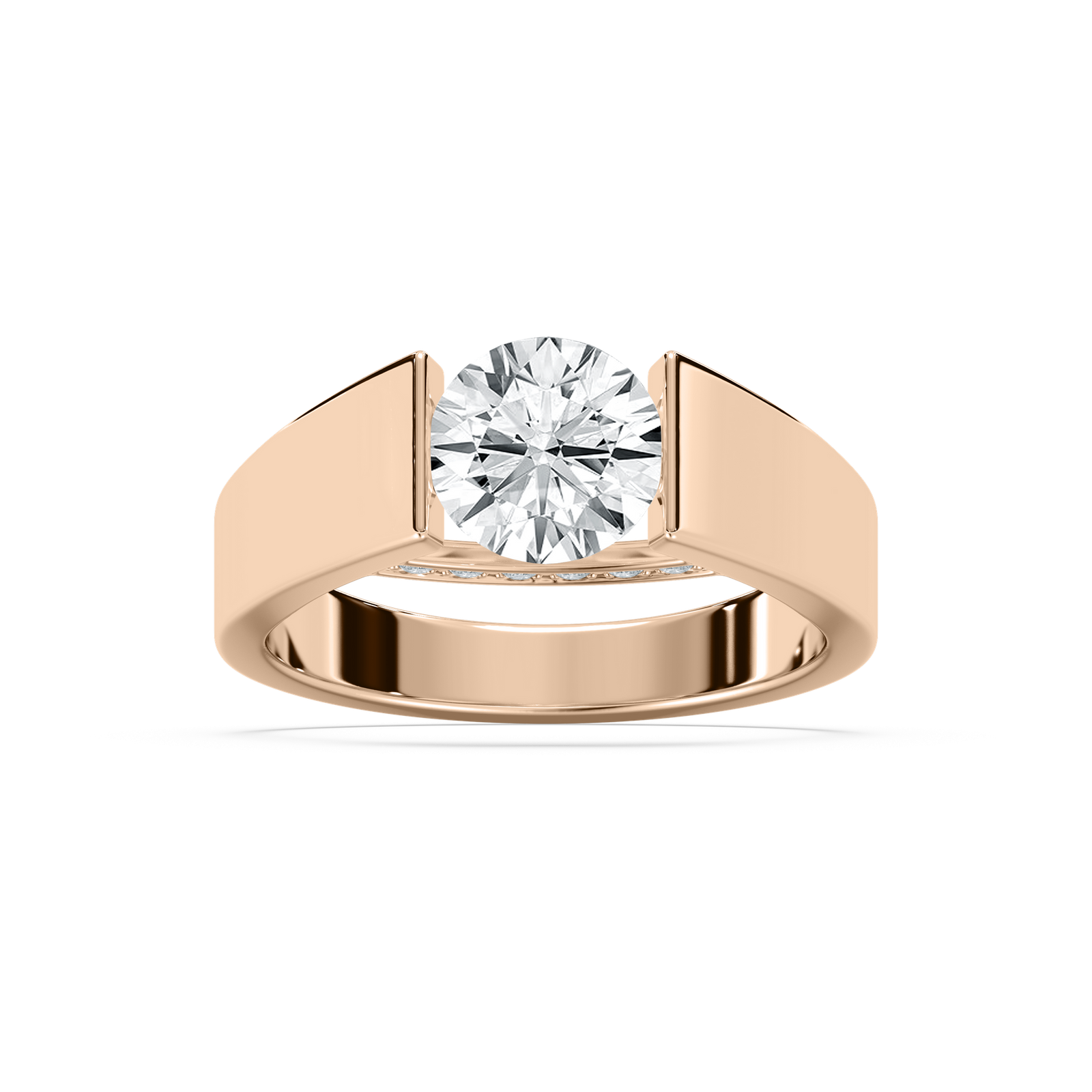 Alina Round Tension Set Engagement Ring in Rose Gold