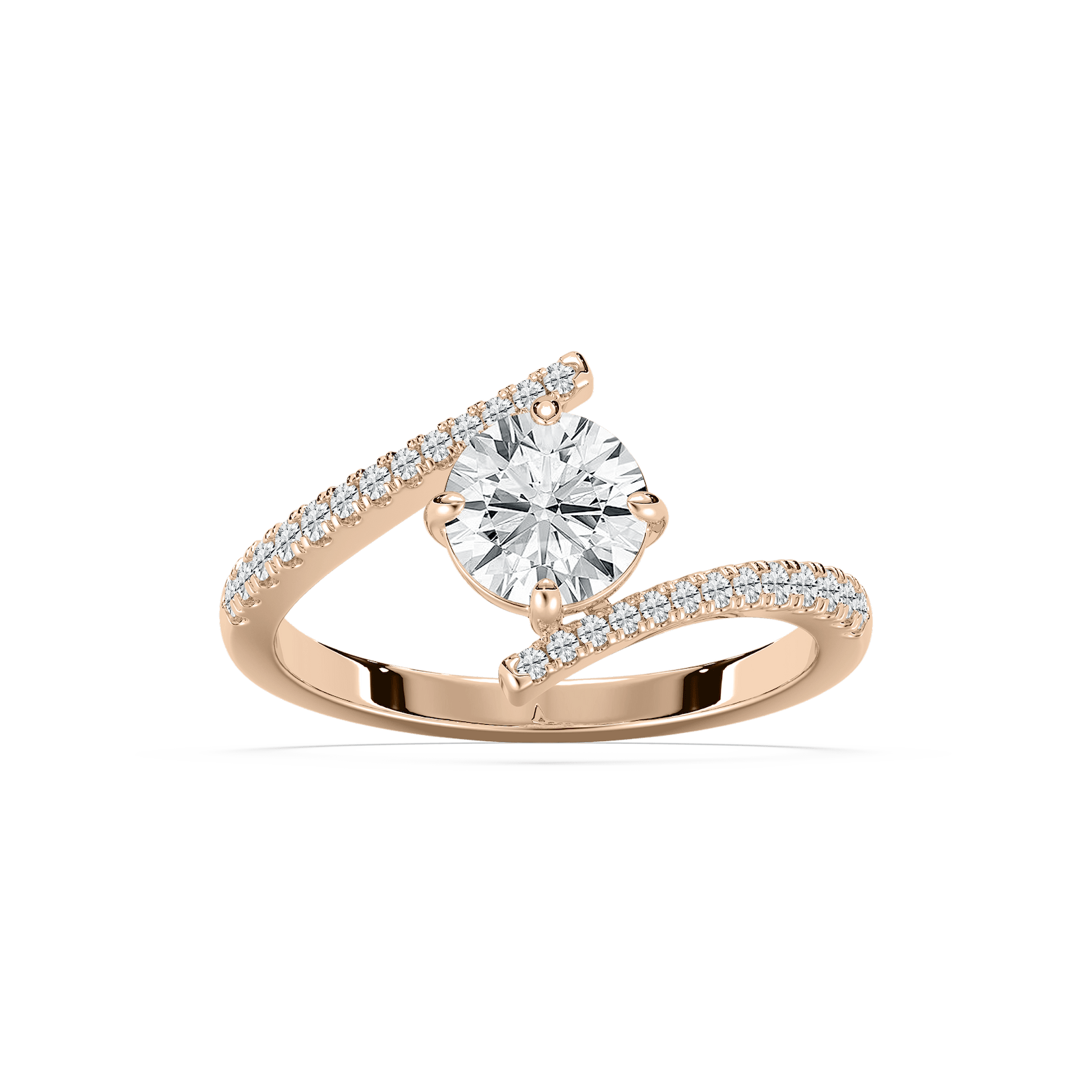 Alira Bypass Engagement Ring in Rose Gold
