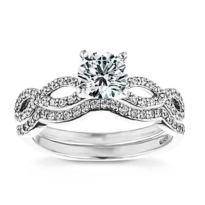  Allure Wedding Set 1.0ct round cut lab grown diamond recycled 14K white gold