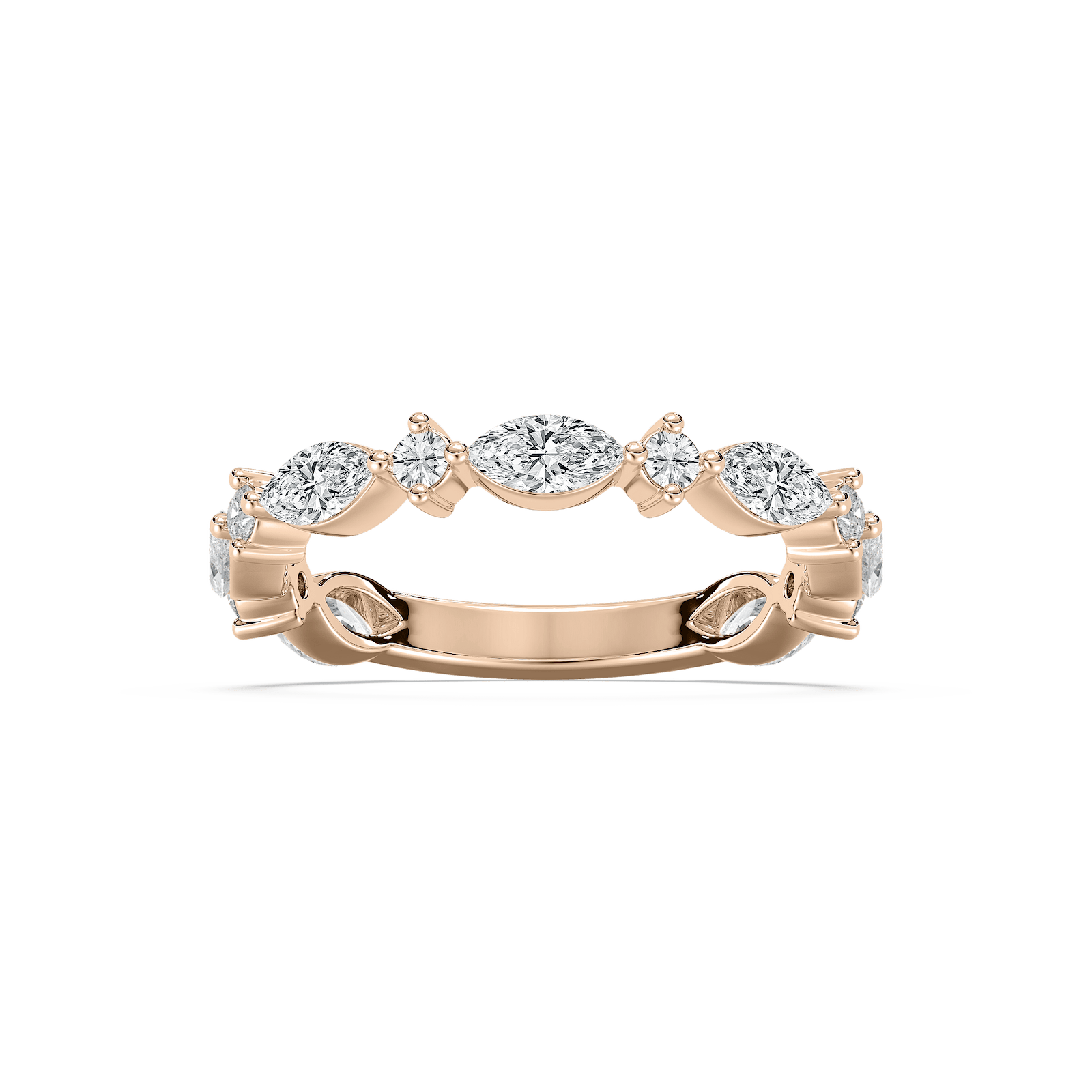 Alternating Marquise Round Ring in Rose Gold