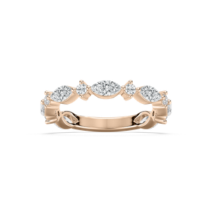 Alternating Marquise Round Ring in Rose Gold