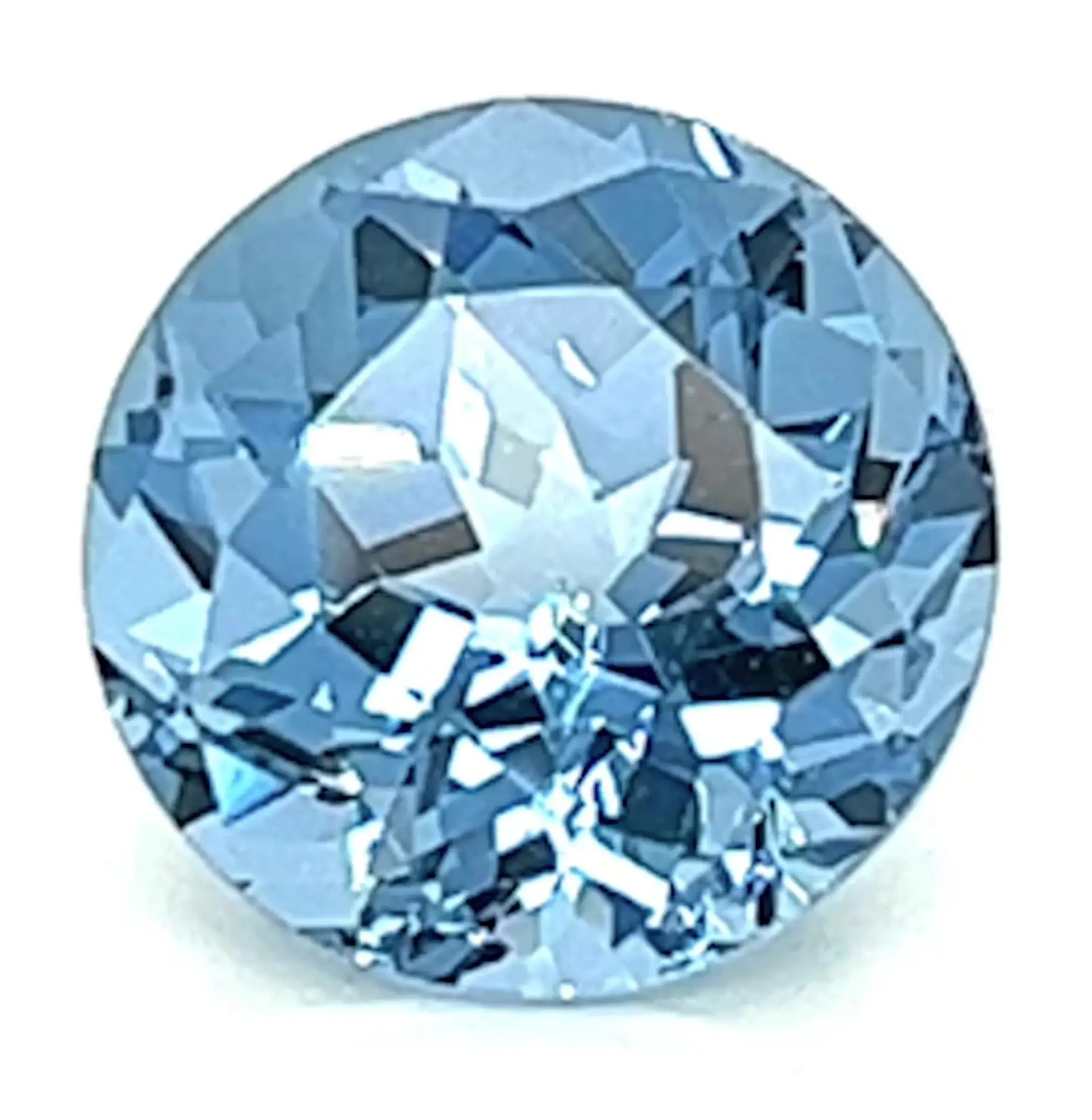 0.79 Carat Round Cut Lab-Created Aqua Blue Spinel