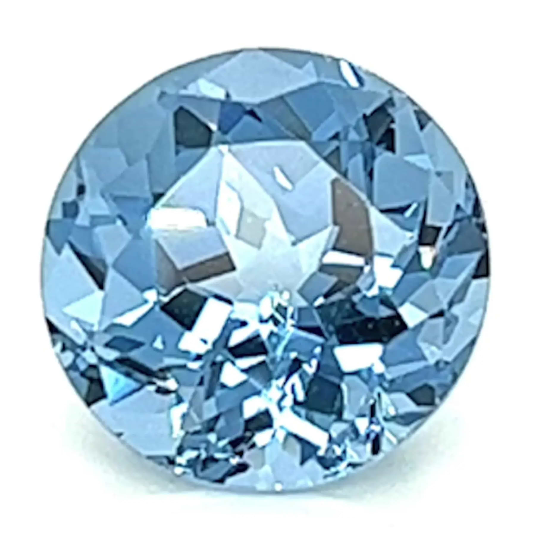 1.03 Carat Round Cut Lab-Created Aqua Blue Spinel