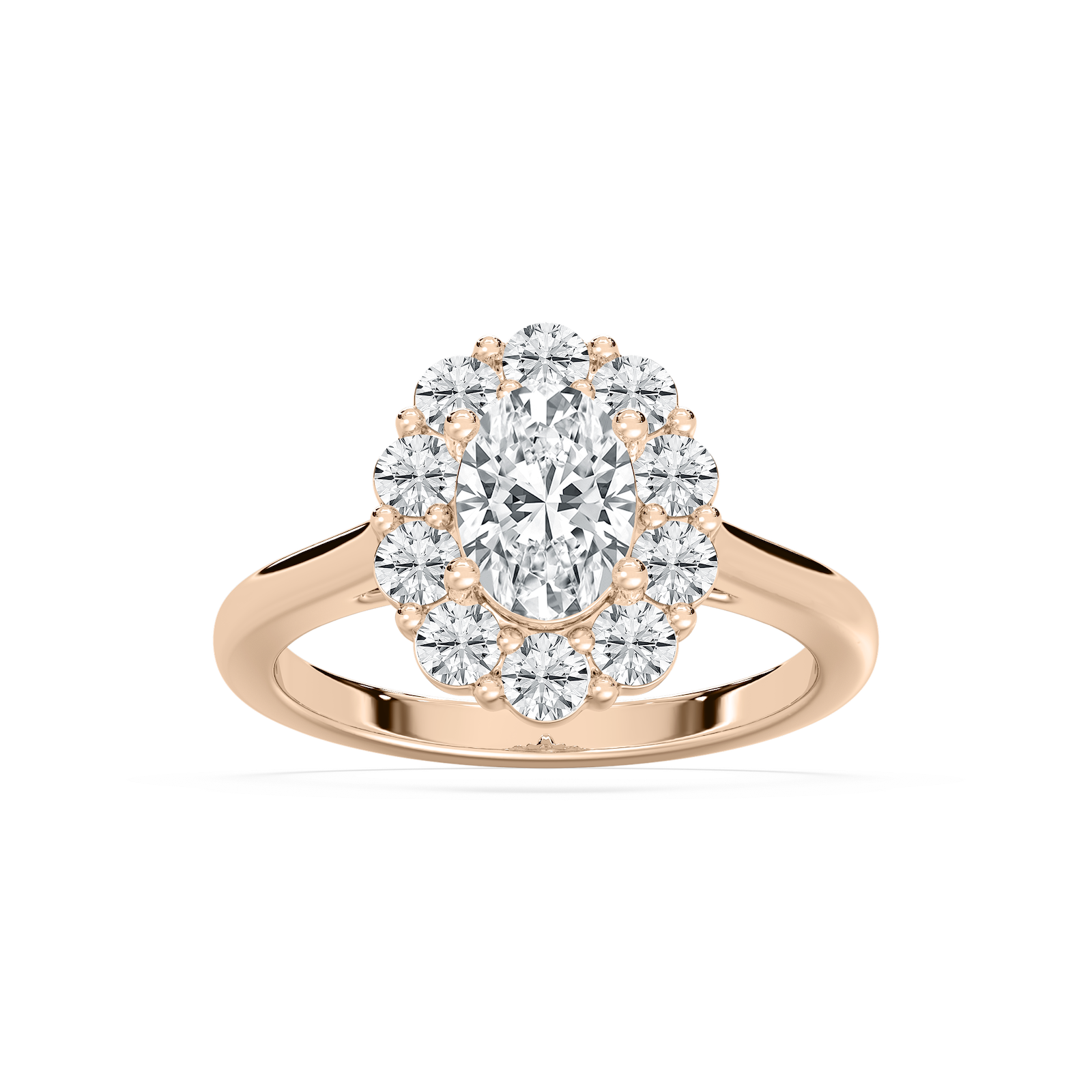 Arianna Halo Oval Engagement Ring in Rose Gold