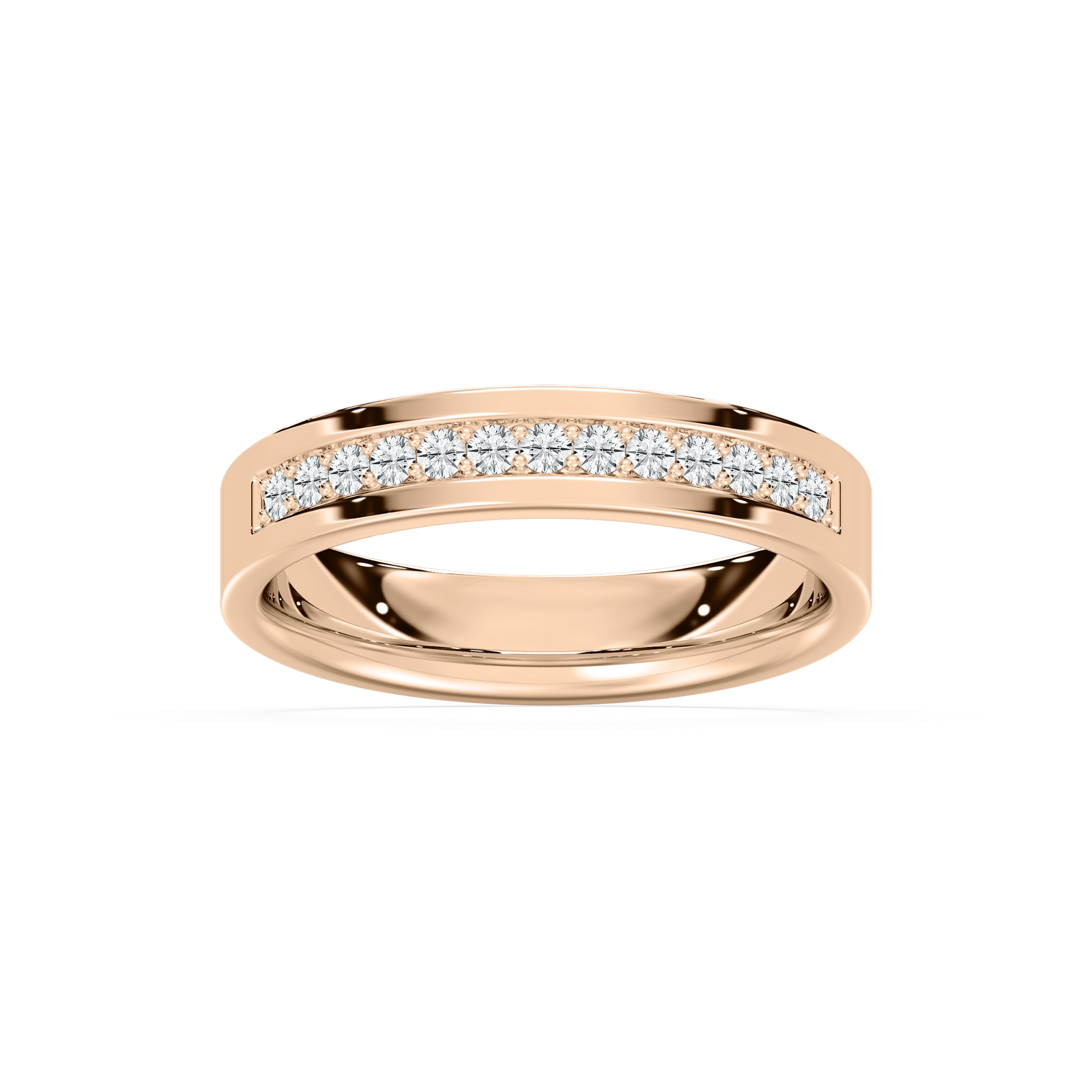 Beau Flat Edge Channel Band in Rose Gold