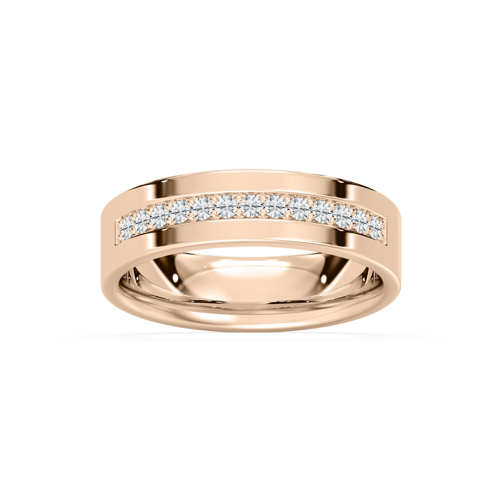 Beau Flat Edge Channel Wider Band in Rose Gold