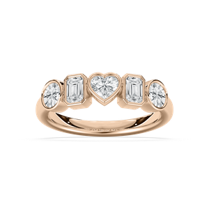 Bezel Mixed Shape 5 Stone Band in Rose Gold