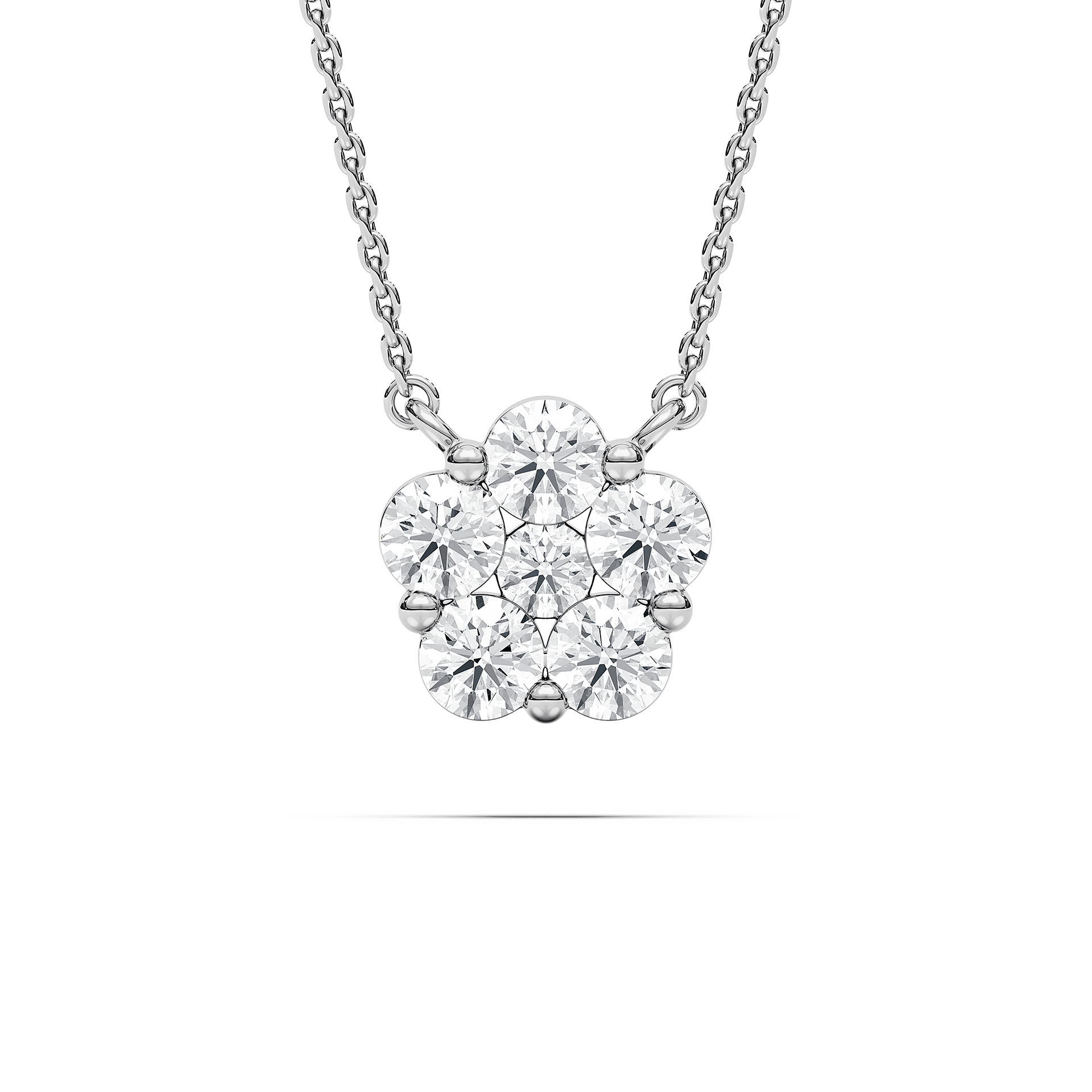 Blooming Beauty Flower Pendant with 1.06ctw Lab-Grown Diamonds in 14K White Gold