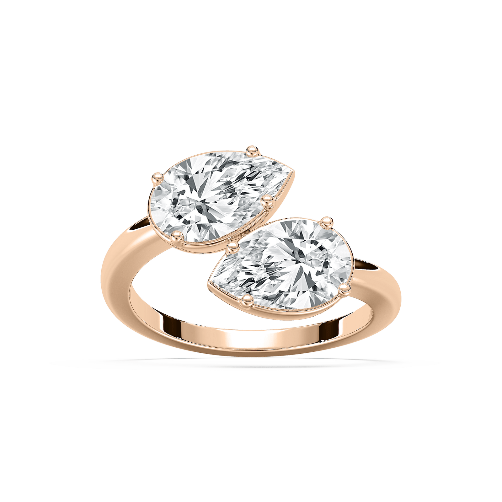 Bold Pear Toi et Moi in Rose Gold