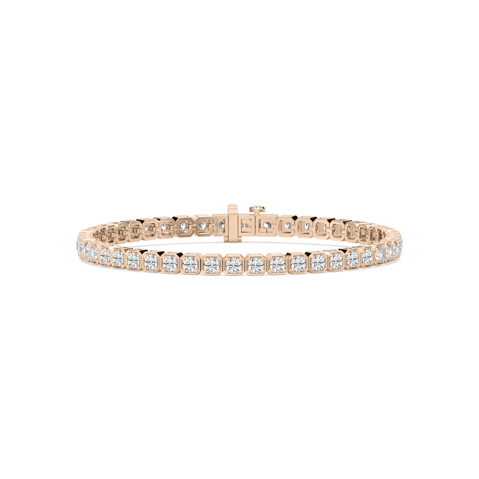 Bold Round Bezel Tennis Bracelet in Rose Gold
