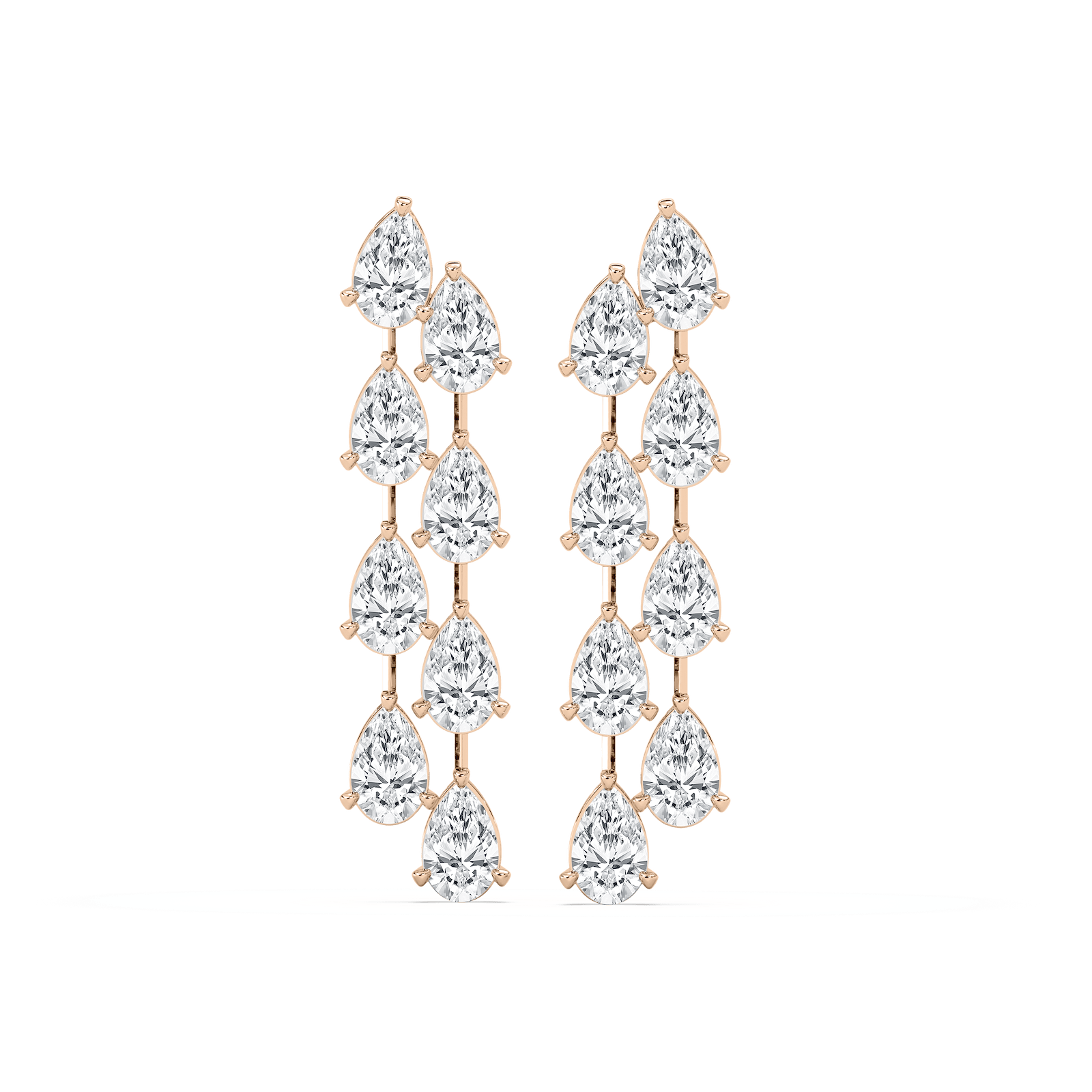 Cascade Pear Dangle Earrings in 14K Rose Gold