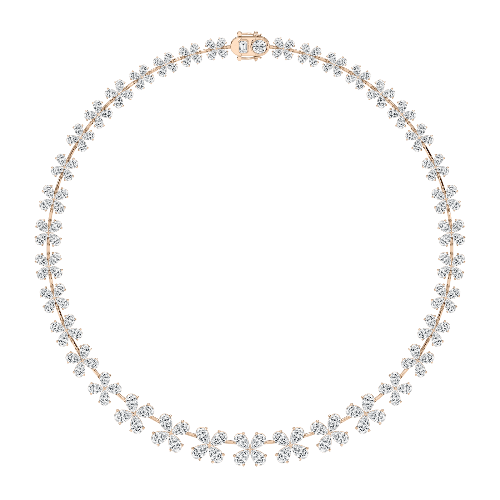 Cascading Pear Diamond Collar Necklace in Rose Gold