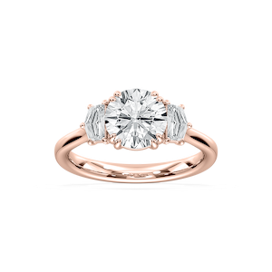 Caydn Round Three Stone Ring in Rose Gold