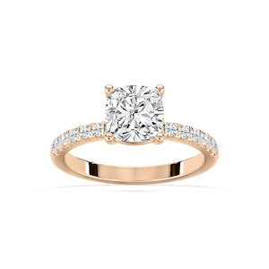 Celine French Pave Cushion Engagement Ring in Rose Gold