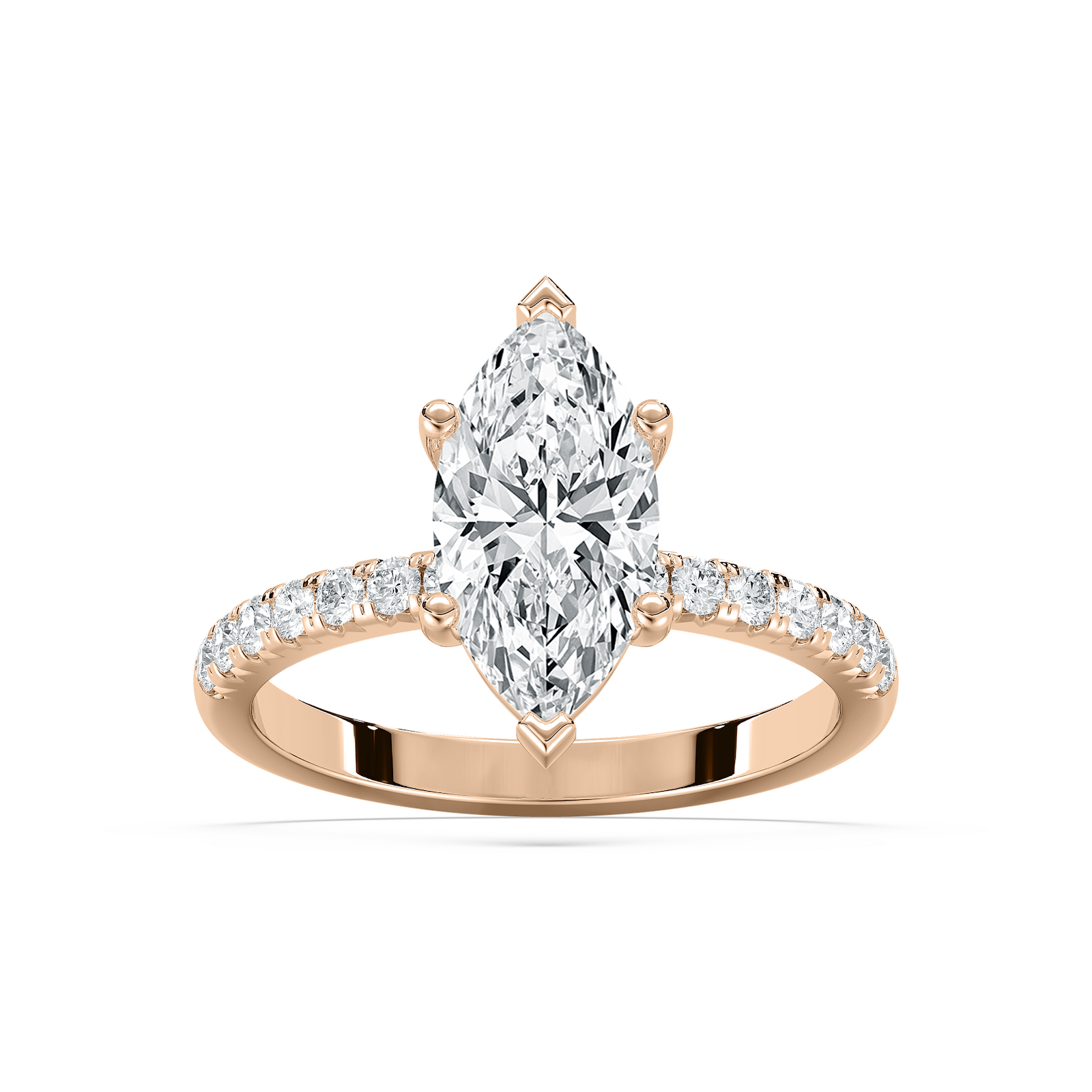 Celine French Pave Marquise Engagement Ring in Rose Gold