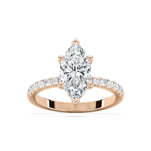 Celine French Pave Marquise Engagement Ring in Rose Gold