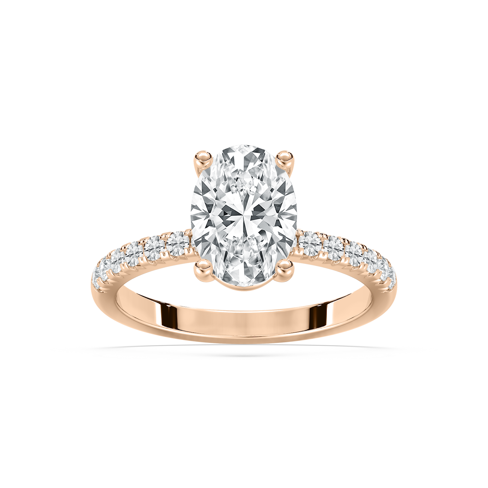 Celine French Pave Oval Engagement Ring in Rose Gold