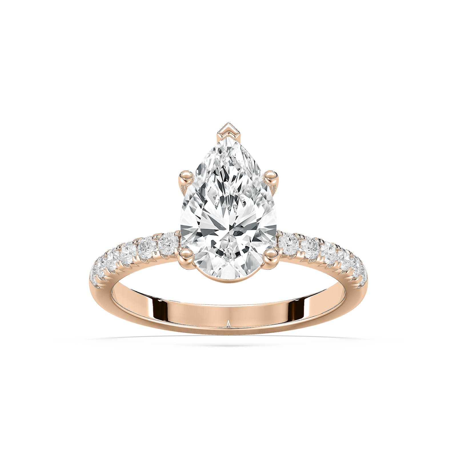 Celine French Pave Pear Engagement Ring in Rose Gold