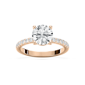 Celine French Pave Round Engagement Ring in Rose Gold