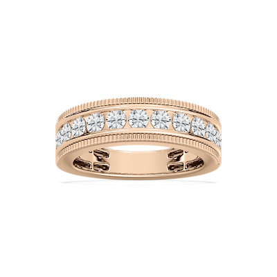 Channel Fluted Wide Band in Rose Gold