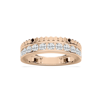 Channel Set Beaded Band in Rose Gold