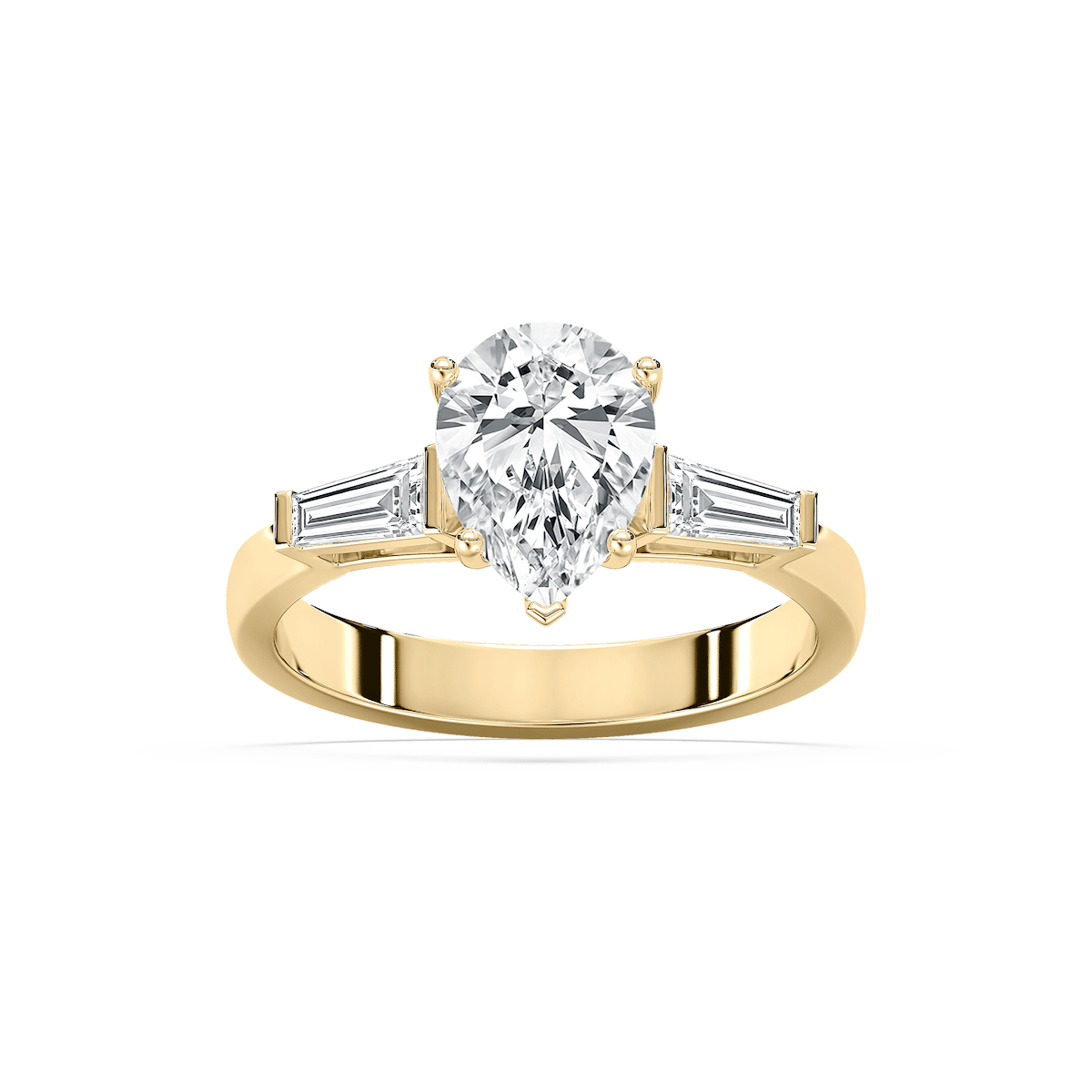 Chorus Three Stone Ring with 2.63ctw Pear Cut Lab-Grown Diamonds in 14K Yellow Gold – Size 9