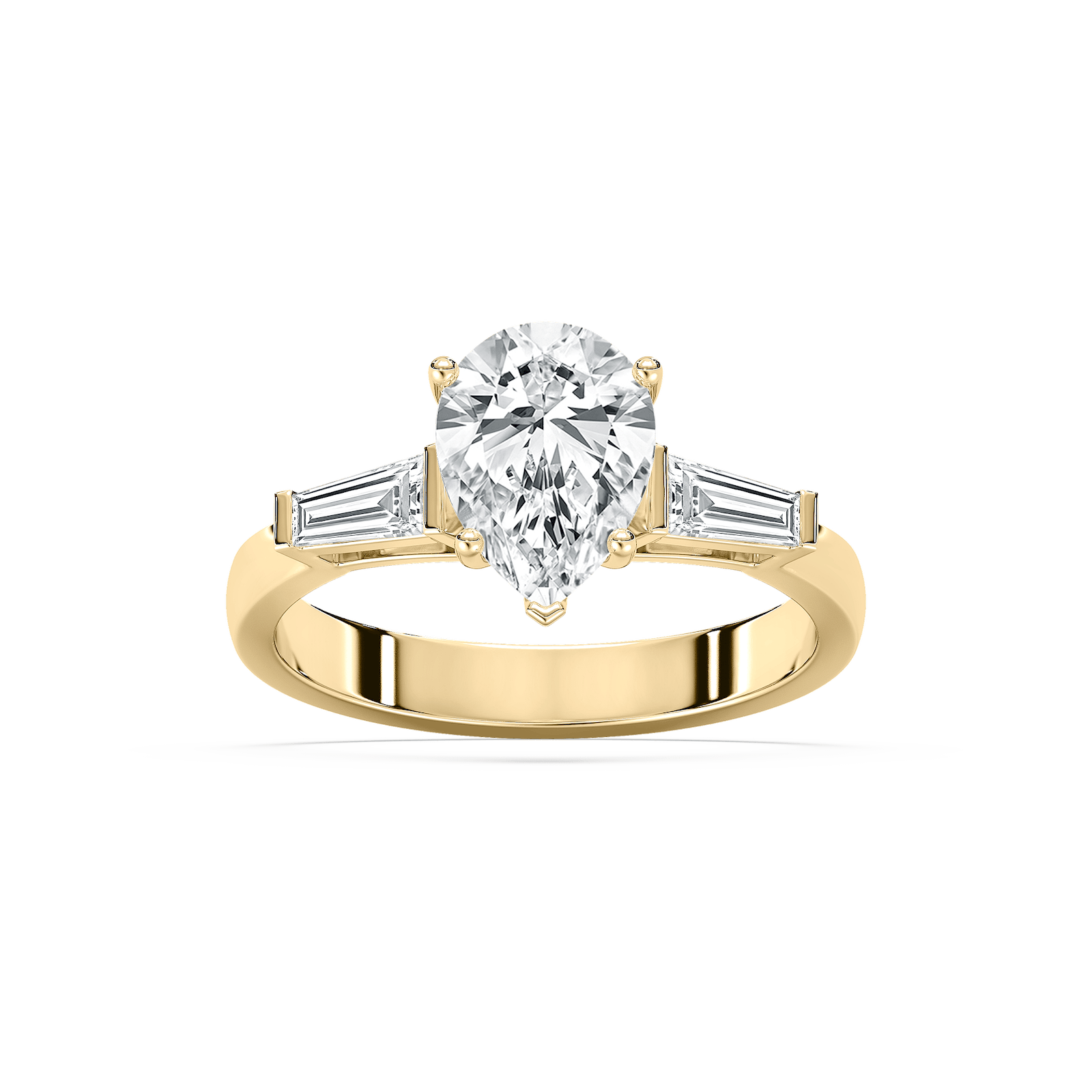 Chorus Three Stone Ring with 2.63ctw Pear Cut Lab-Grown Diamonds in 14K Yellow Gold – Size 9