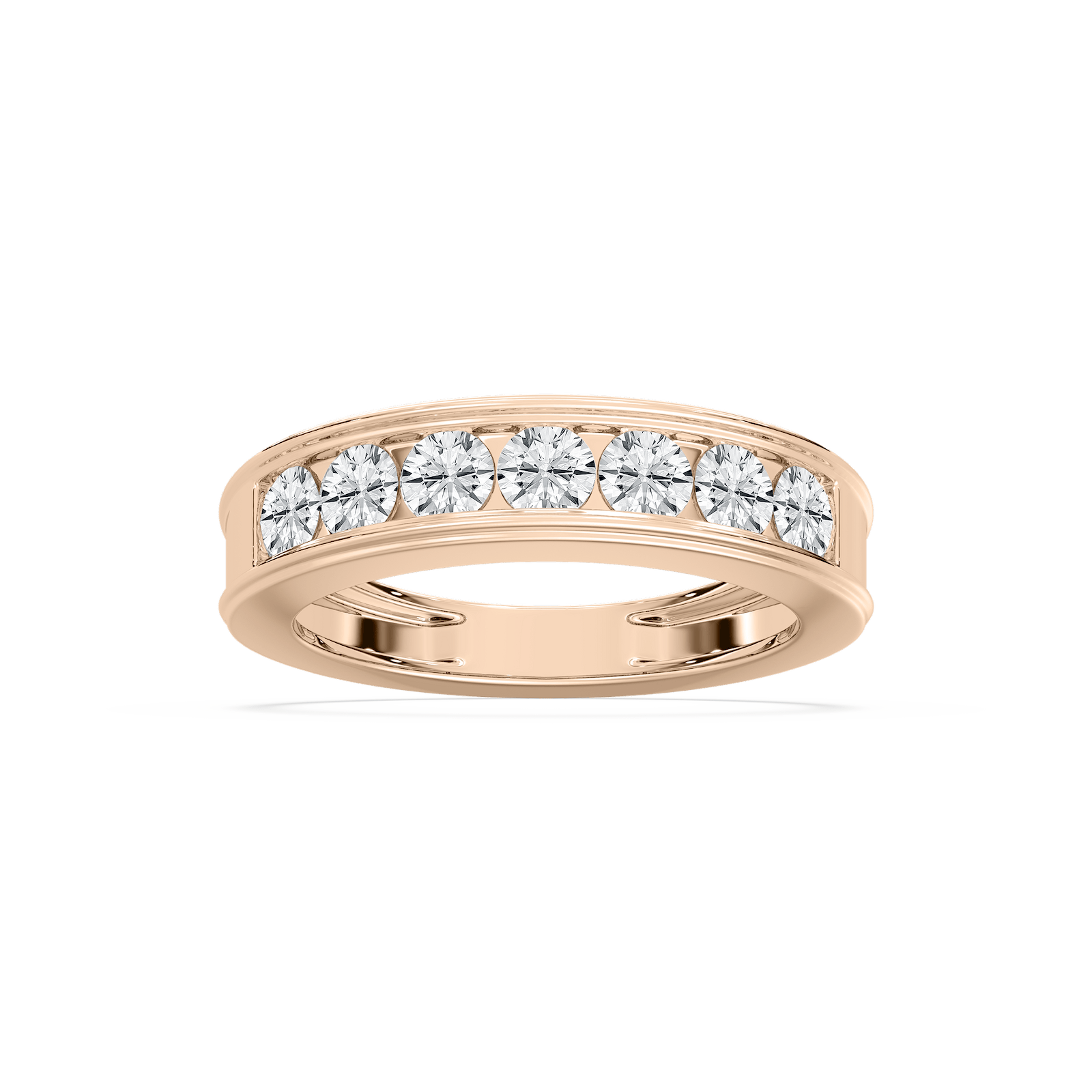 Classic 7 Stone Channel Band in Rose Gold