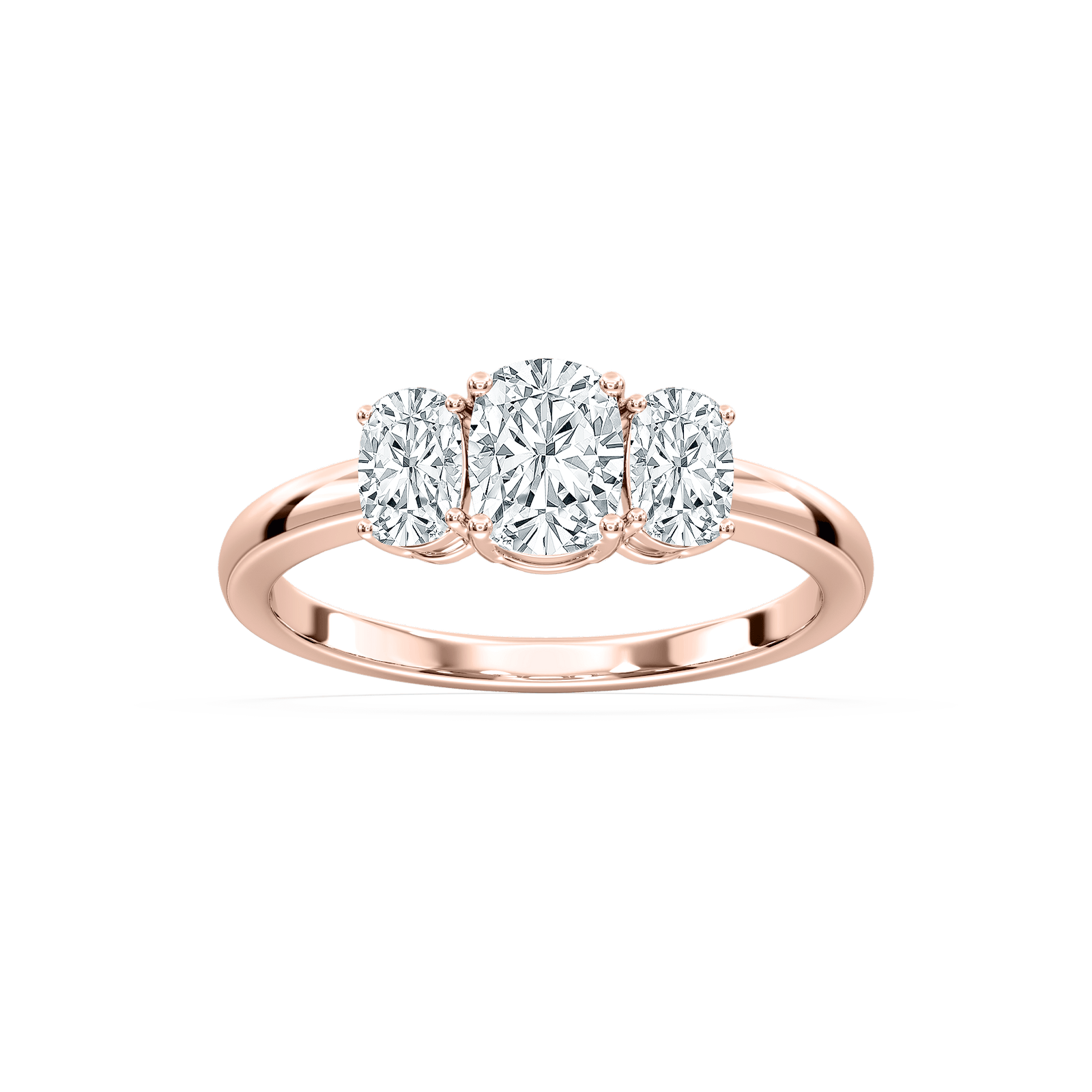 Classic Cushion Three Stone Ring in Rose Gold