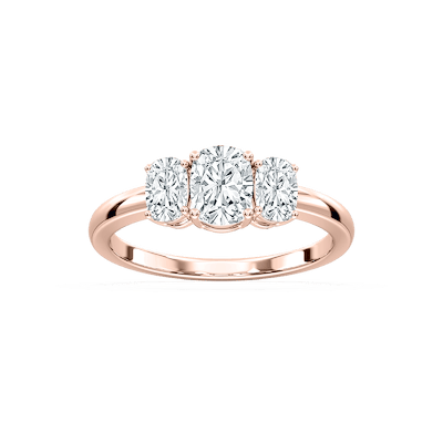 Classic Cushion Three Stone Ring in Rose Gold