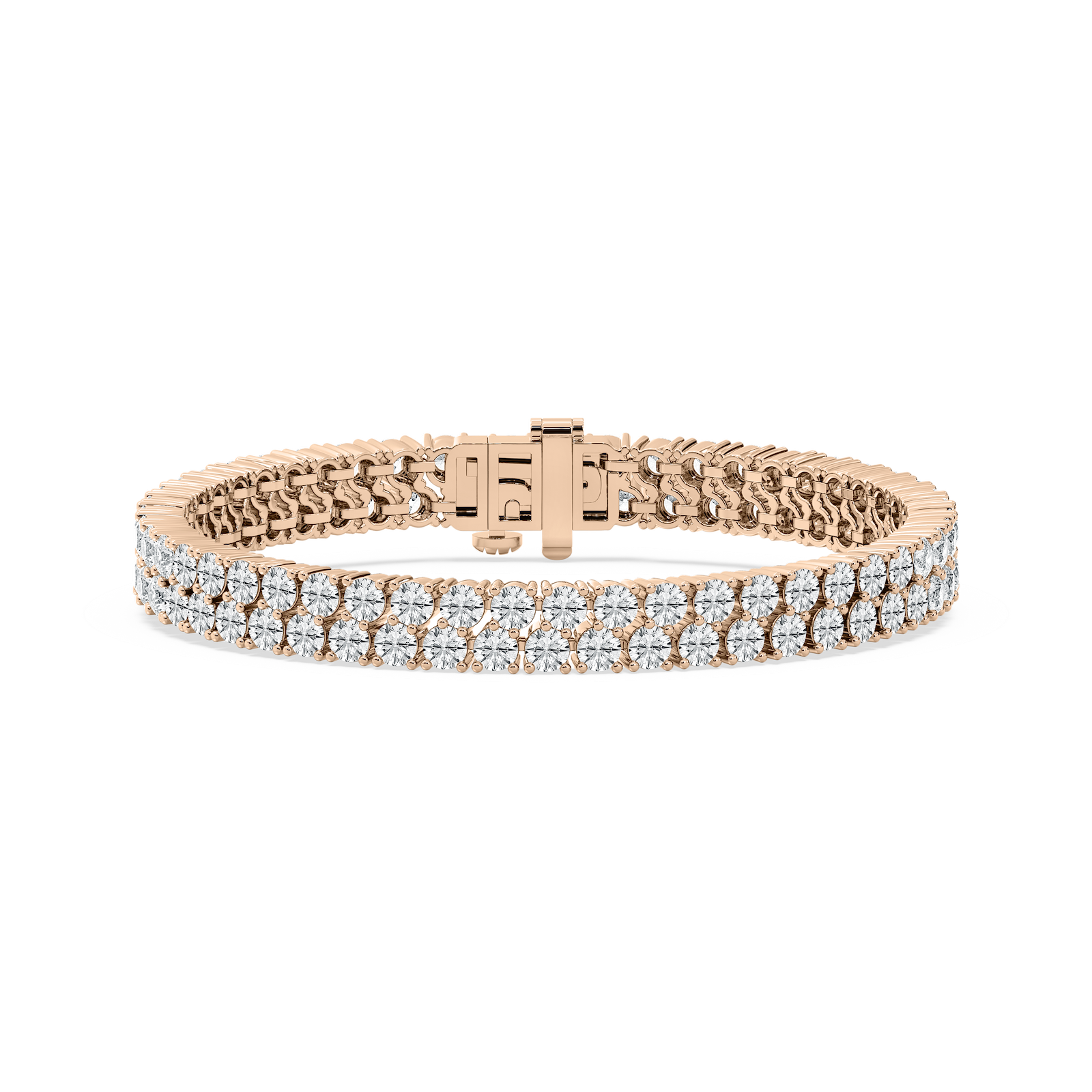 Classic Double Row Diamond Tennis Bracelet in Rose Gold